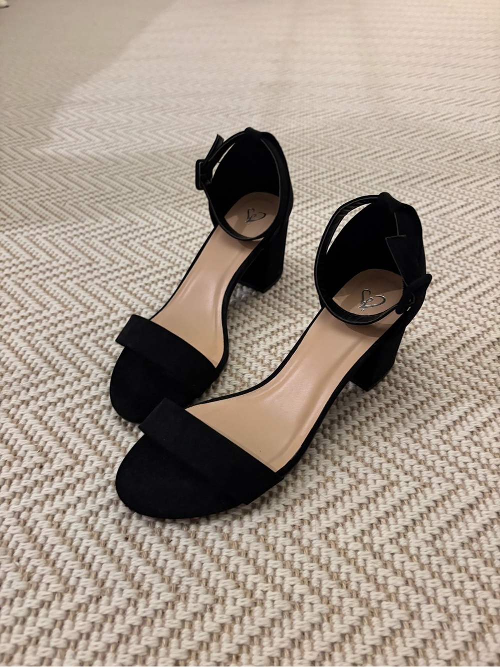 2.5 inch Black Ankle Strap Heels